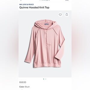 Ink Love & Peace Quinne knit hoodie size 1X Pale pink